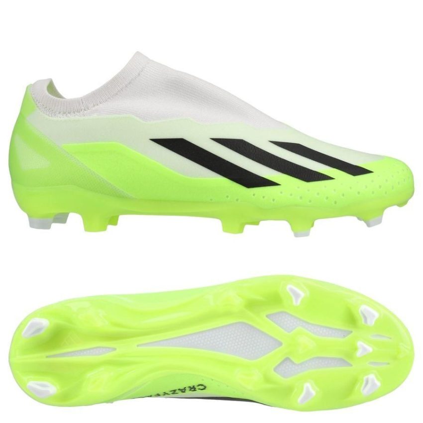 adidas X Crazyfast .3 Laceless FG Crazyrush - Wit/Zwart/Lucid Lemon